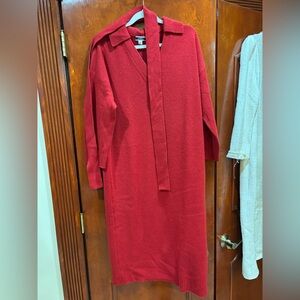 J. Crew Red Knit Dress with Tie Detail